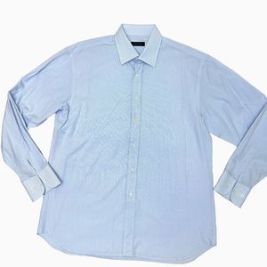 Calvin Klein COLLECTION Men's Cotton Blue Graph Check Dress Shirt SZ 44/17.5